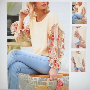 Sheer Floral Sleeve Top